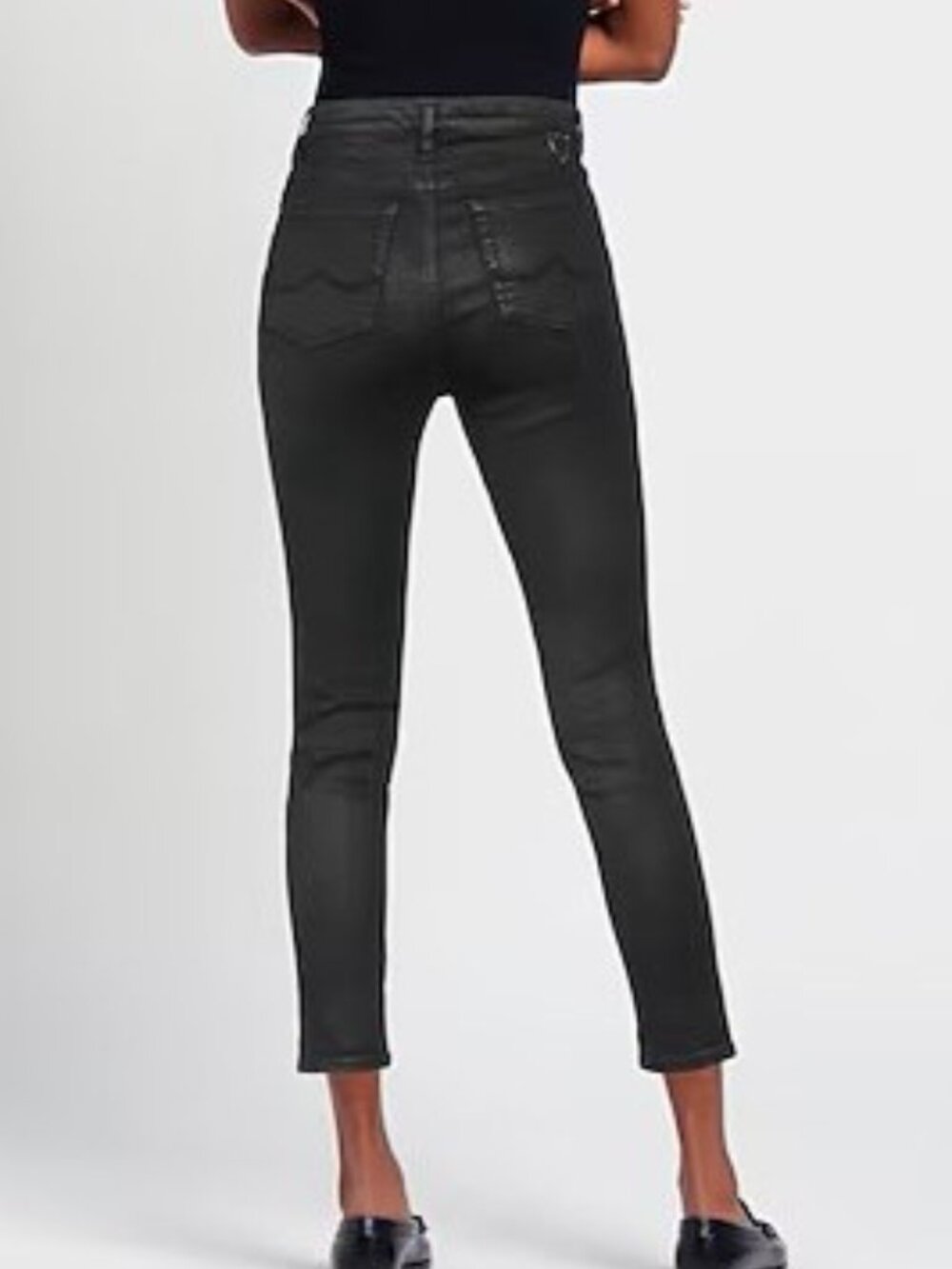 Stretch Skinny Jeans by HTC, distressed black color w/coated finish Detail, NWT